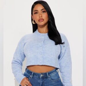 Women's Light Blue Cropped Sweater